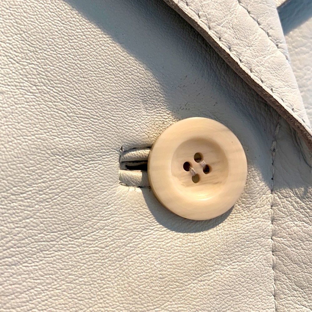 Vintage, Pale Blue, Leather Blazer - Picture 4 of 7